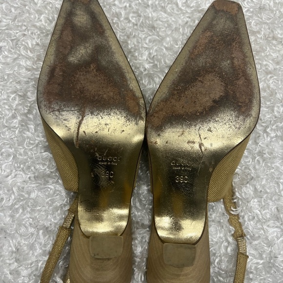 GUCCI Leather Colorblock Pattern Slingback Pumps - Picture 7 of 12